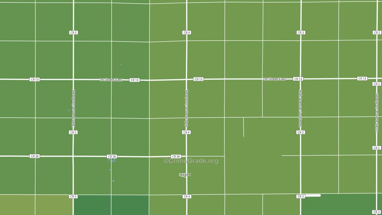 Gluek, MN Map of Vehicle Theft Rates
