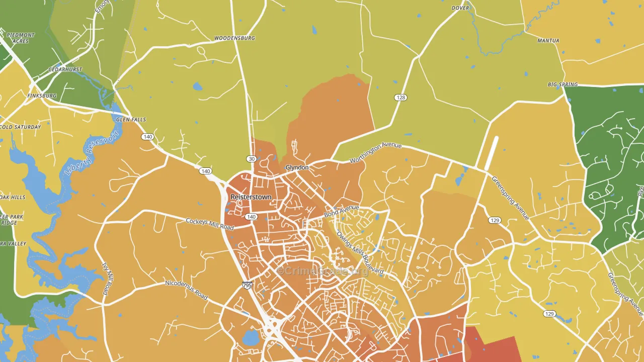 Glyndon, MD Map of Vehicle Theft Rates