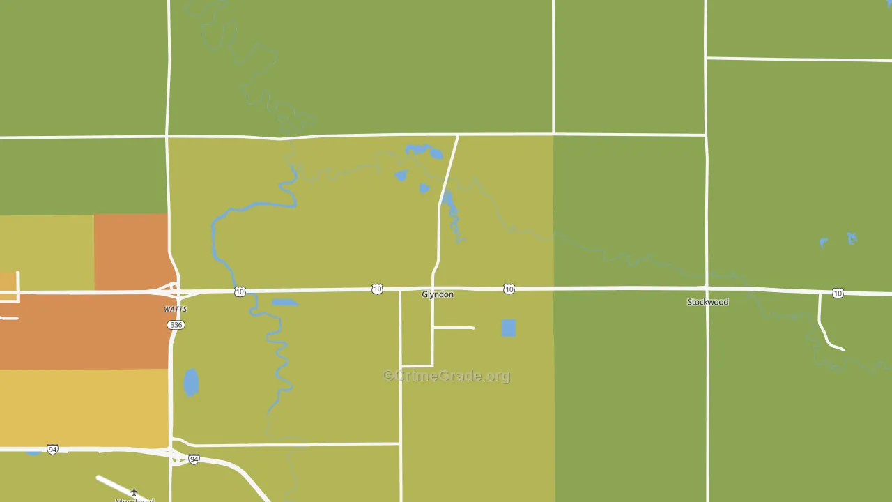 Glyndon, MN Map of Vehicle Theft Rates