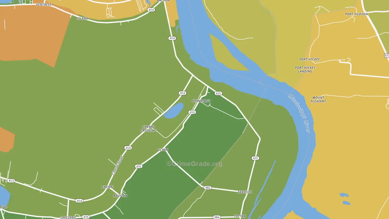 Glynn, LA Map of Vehicle Theft Rates