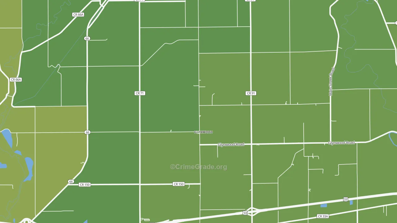Glynwood, OH Map of Vehicle Theft Rates