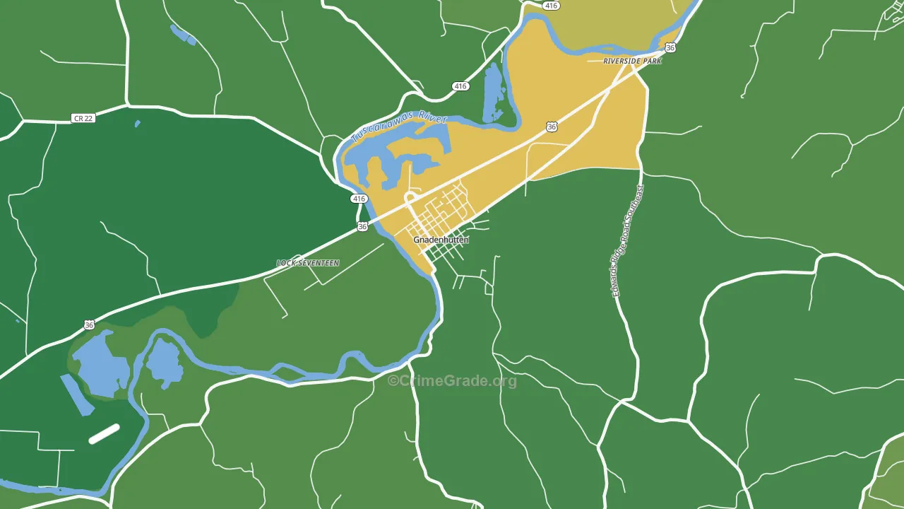 Gnadenhutten, OH Map of Vehicle Theft Rates