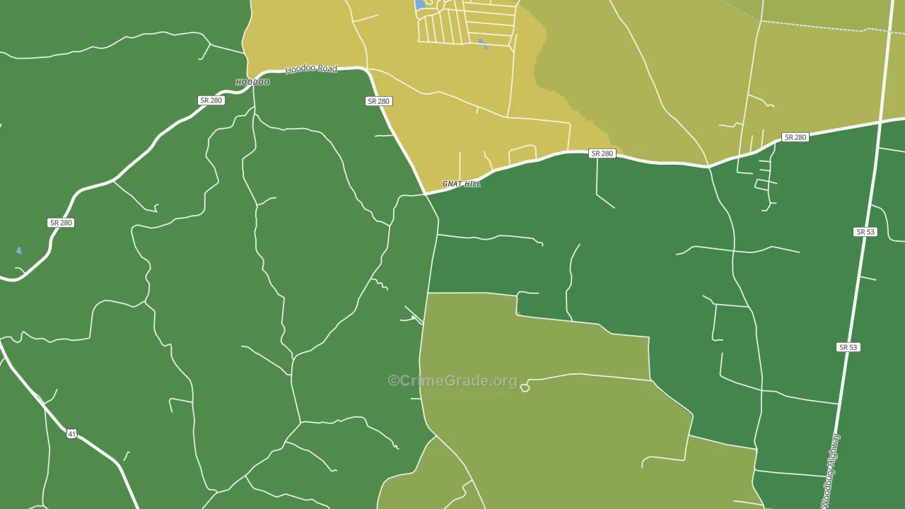 Gnat Hill, TN Map of Vehicle Theft Rates
