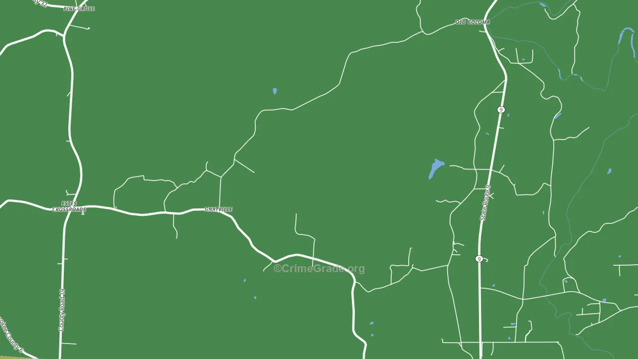 Gnatville, AL Map of Vehicle Theft Rates
