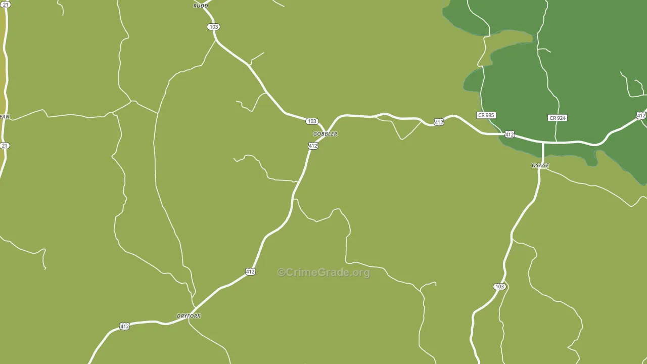 Gobbler, AR Map of Vehicle Theft Rates