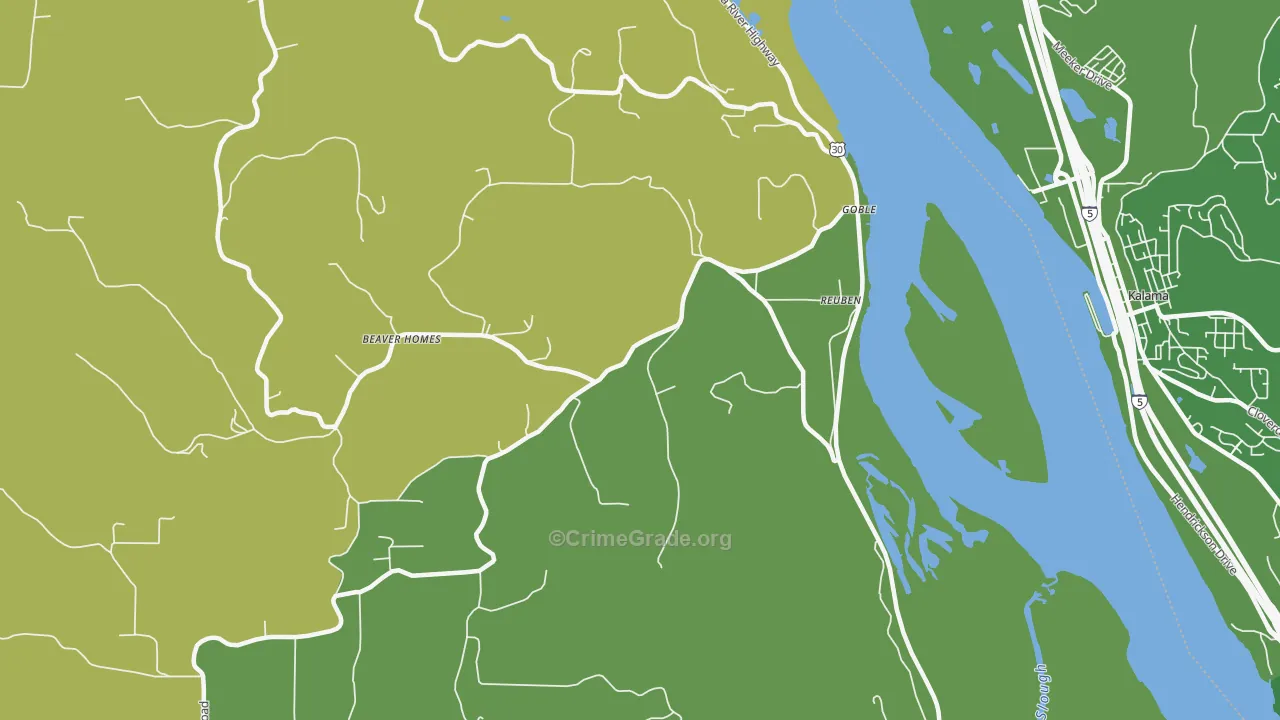 Goble, OR Map of Vehicle Theft Rates