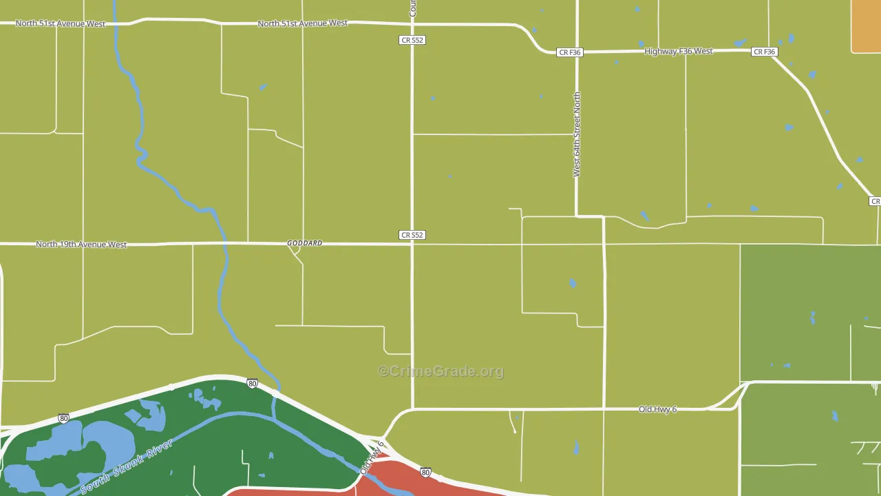 Goddard, IA Map of Vehicle Theft Rates