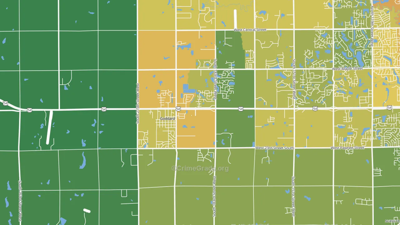 Goddard, KS Map of Vehicle Theft Rates