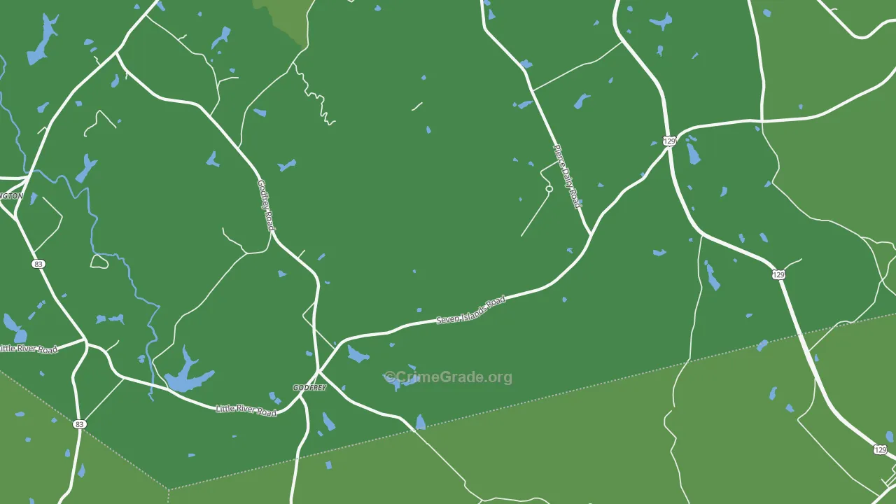 Godfrey, GA Map of Vehicle Theft Rates