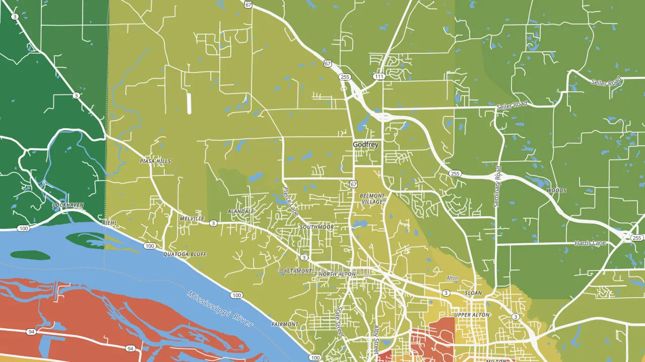 Godfrey, IL Map of Vehicle Theft Rates