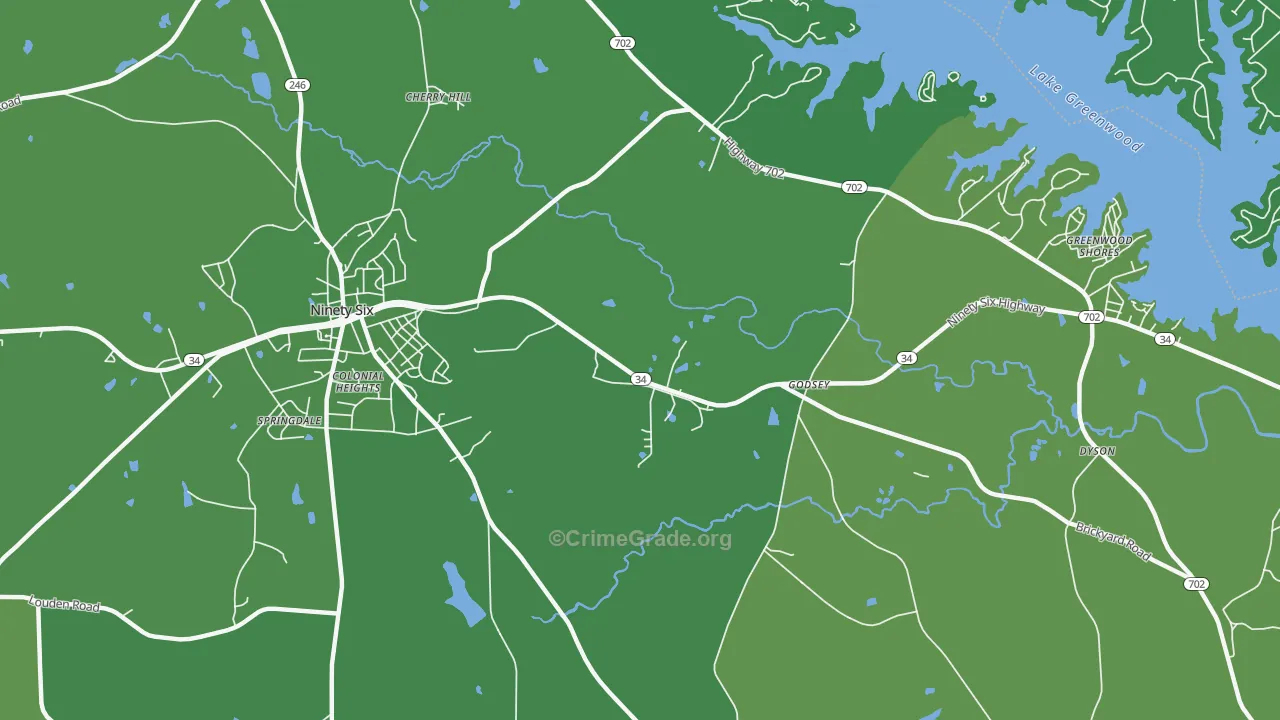Godsey, SC Map of Vehicle Theft Rates
