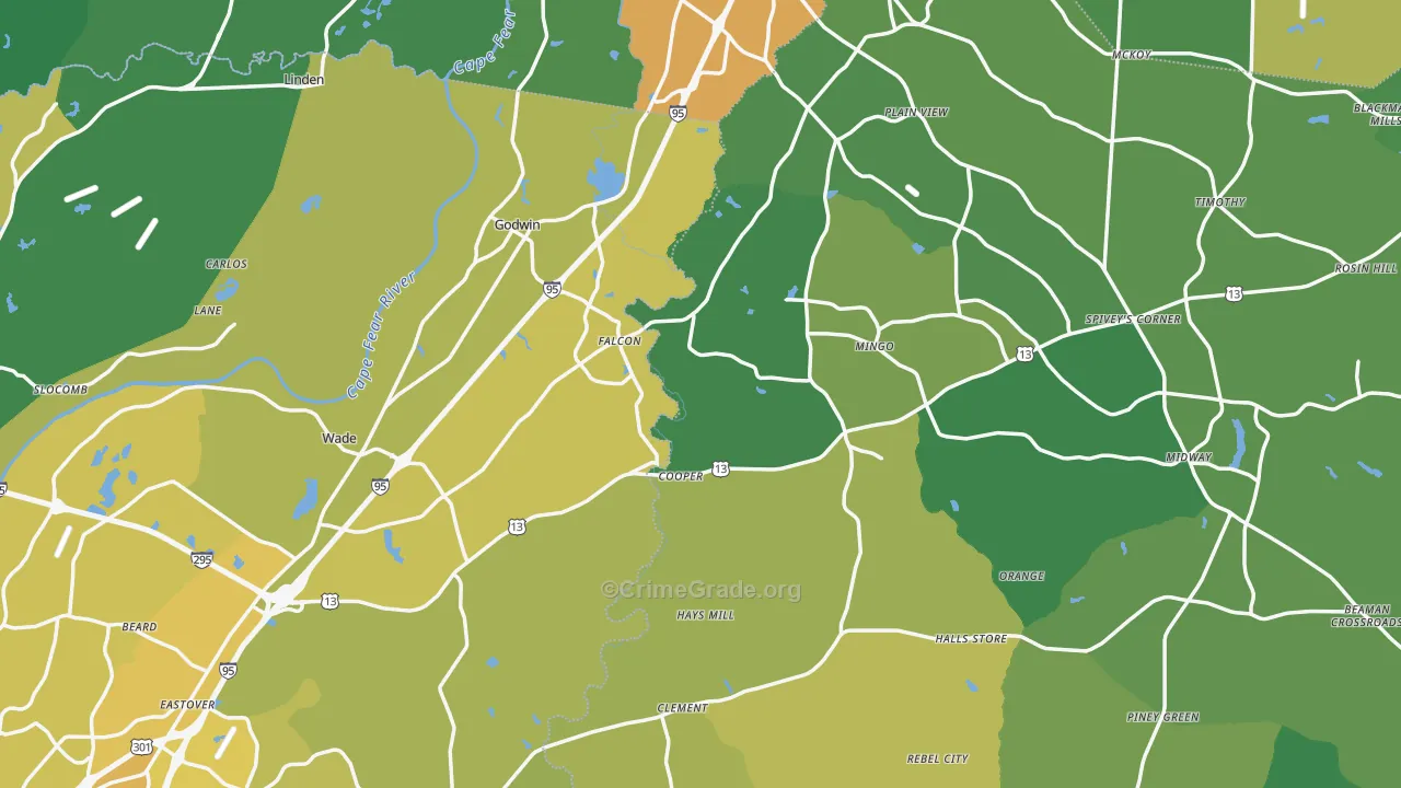 Godwin, NC Map of Vehicle Theft Rates