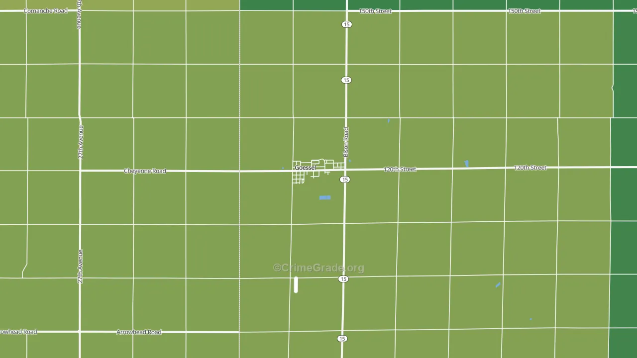 Goessel, KS Map of Vehicle Theft Rates