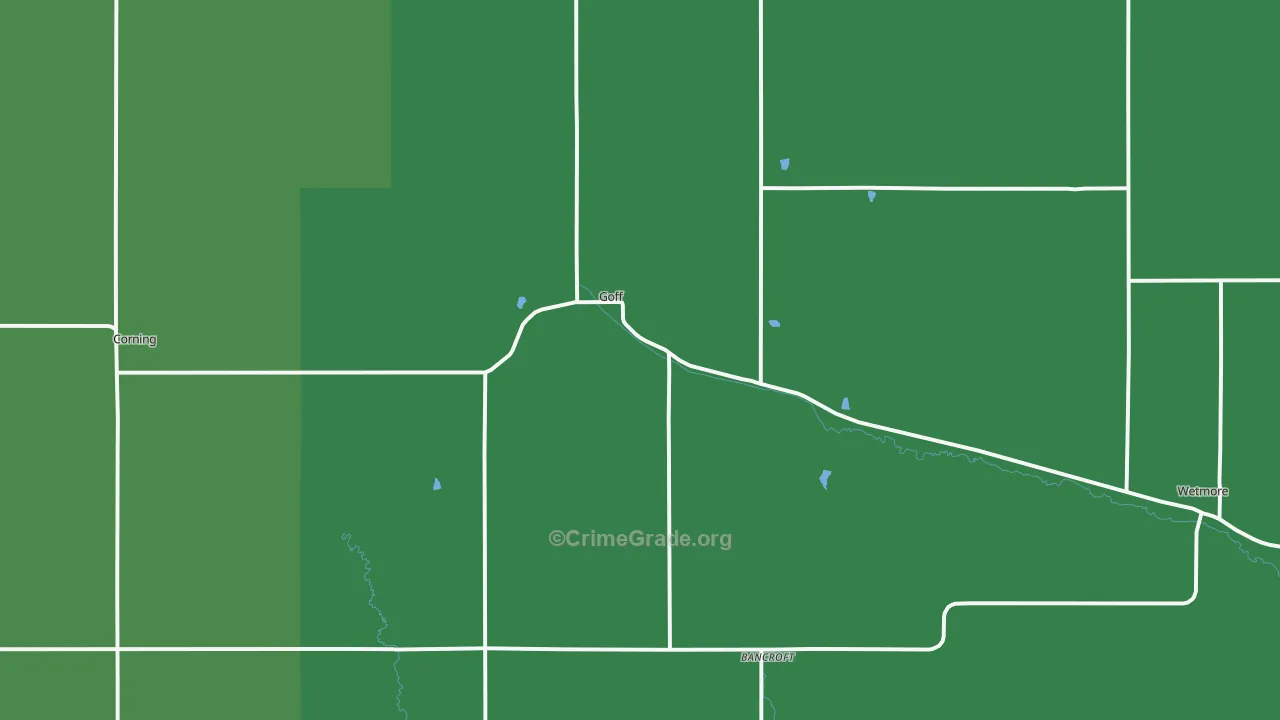 Goff, KS Map of Vehicle Theft Rates