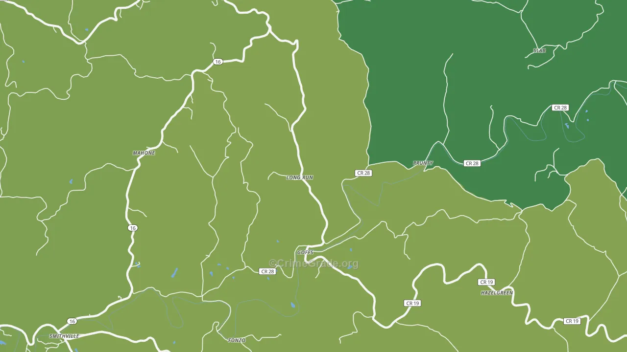 Goffs, WV Map of Vehicle Theft Rates