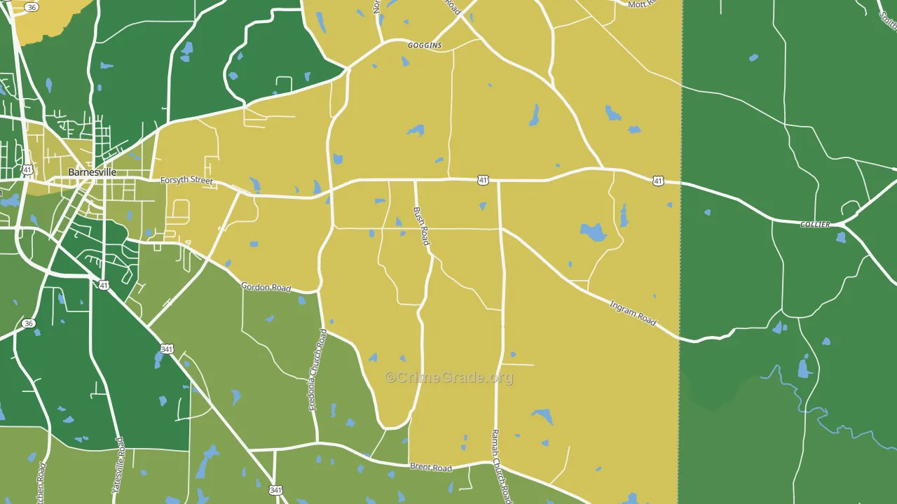 Goggins, GA Map of Vehicle Theft Rates