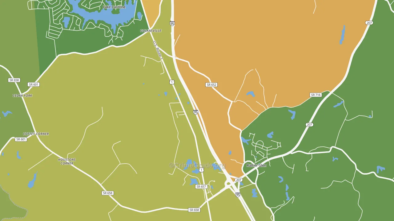Golansville, VA Map of Vehicle Theft Rates