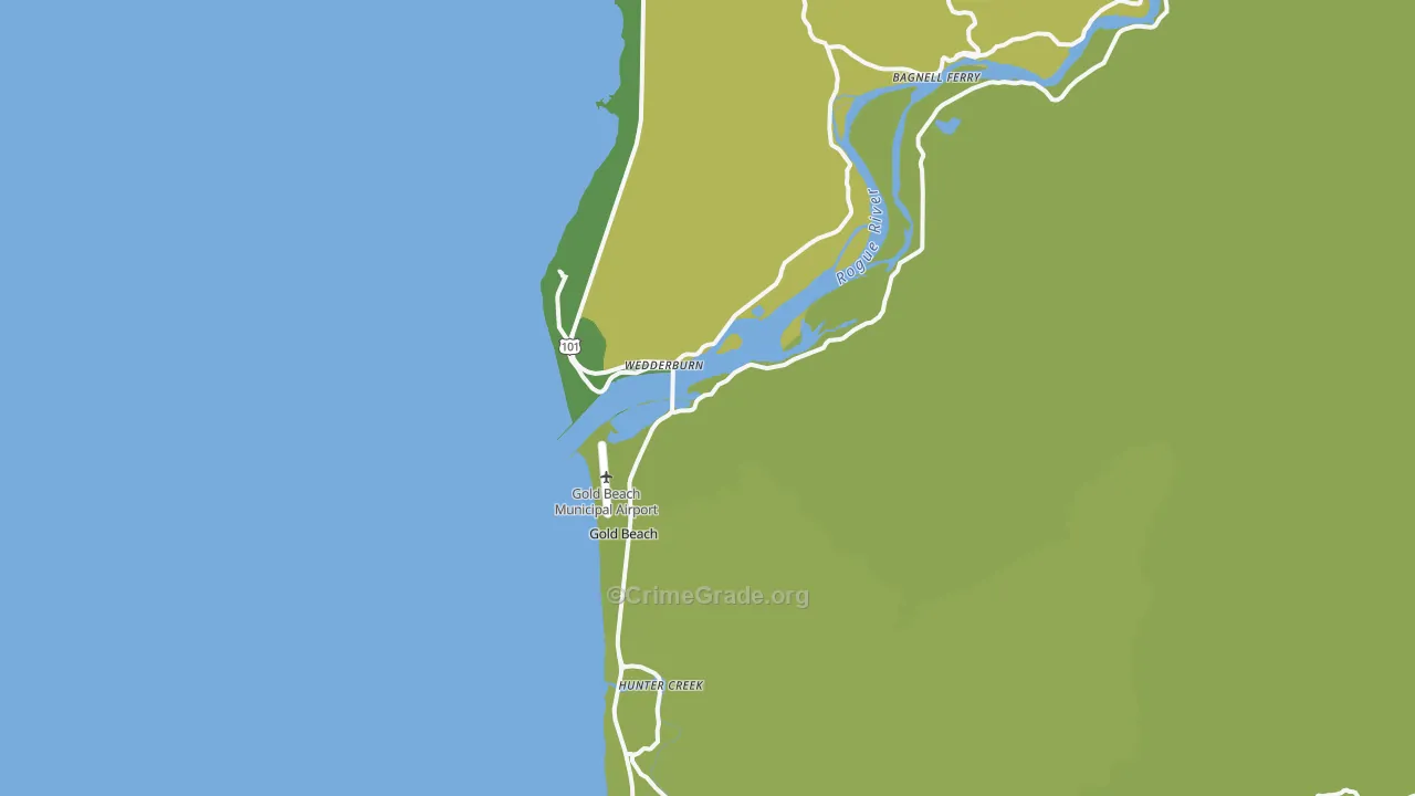 Gold Beach, OR Map of Vehicle Theft Rates