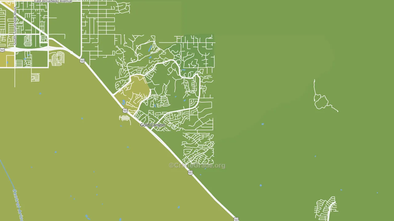 Gold Canyon, AZ Map of Vehicle Theft Rates