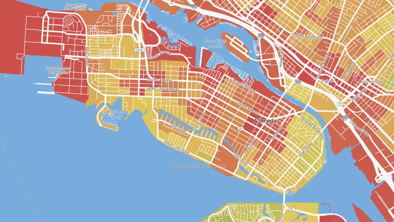 Gold Coast, Alameda, CA Map of Vehicle Theft Rates