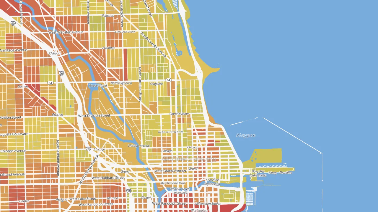 Gold Coast, Chicago, IL Map of Vehicle Theft Rates
