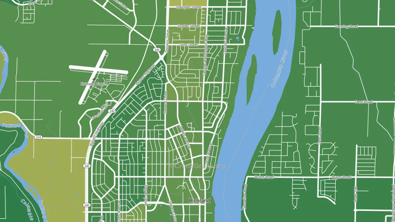 Gold Coast, Richland, WA Map of Vehicle Theft Rates