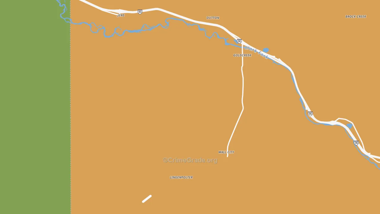 Gold Creek, MT Map of Vehicle Theft Rates