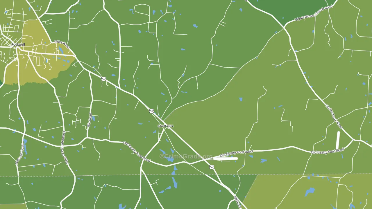 Gold Hill, NC Map of Vehicle Theft Rates