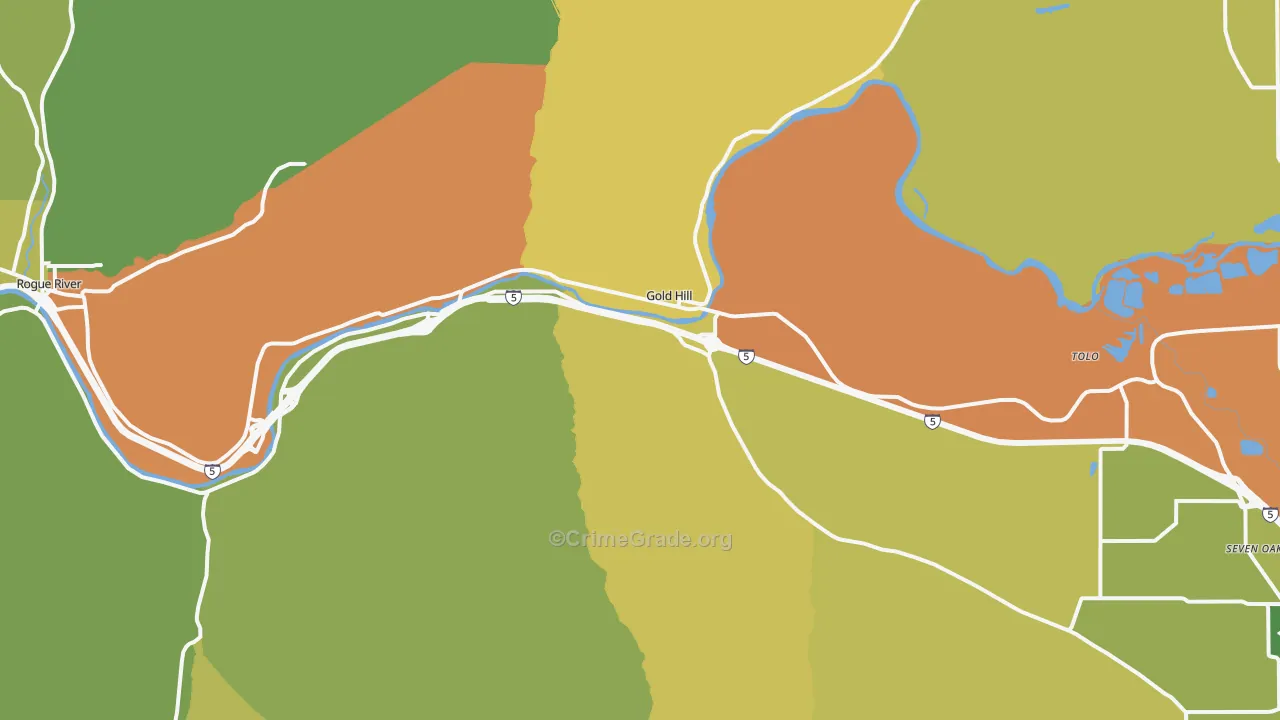 Gold Hill, OR Map of Vehicle Theft Rates