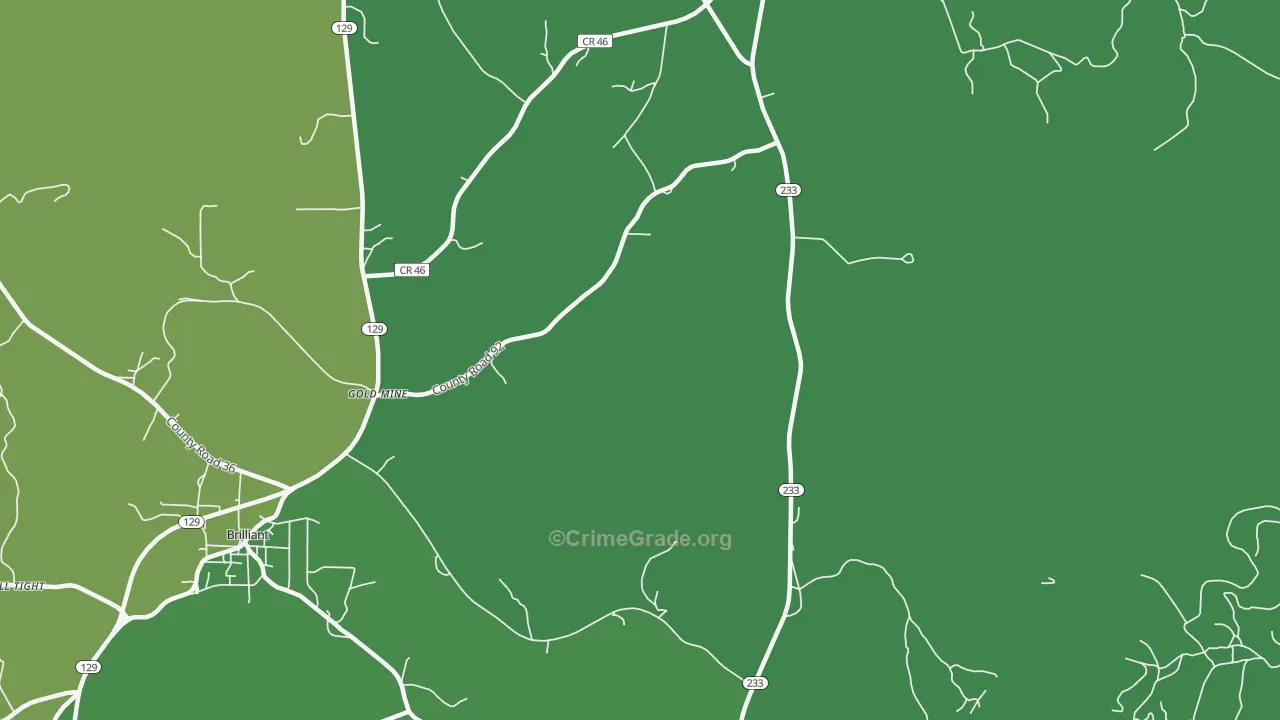 Gold Mine, AL Map of Vehicle Theft Rates