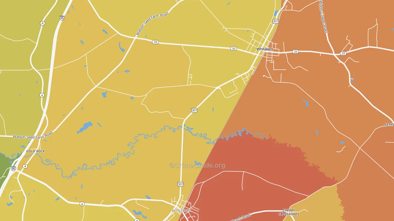Gold Rock, NC Map of Vehicle Theft Rates