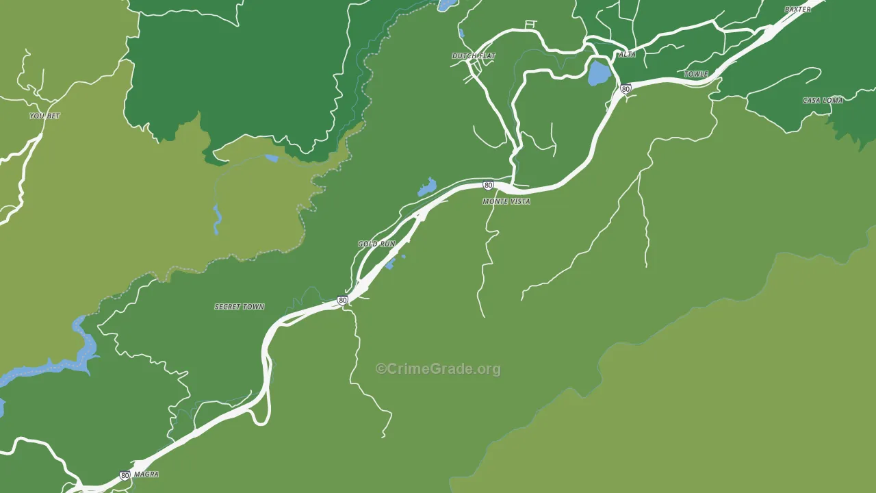 Gold Run, CA Map of Vehicle Theft Rates
