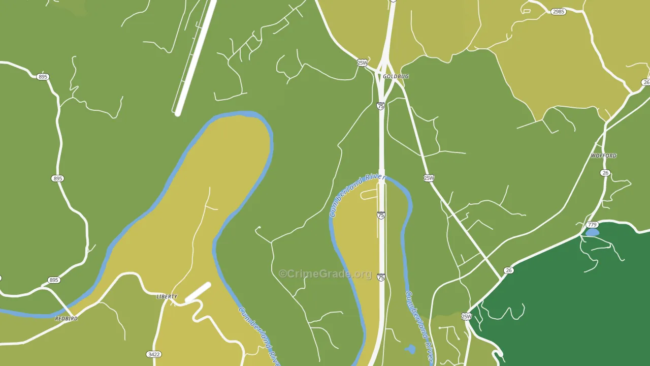 Goldbug, KY Map of Vehicle Theft Rates