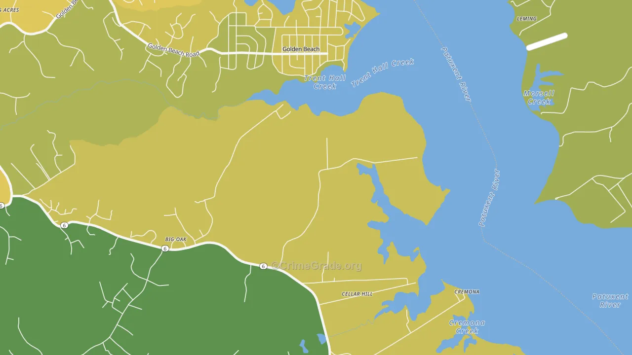 Golden Beach, MD Map of Vehicle Theft Rates