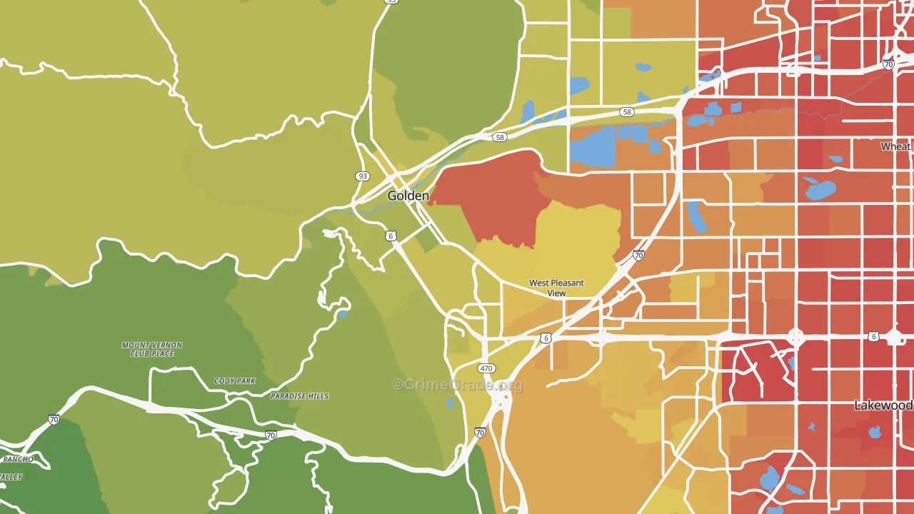 Golden, CO Map of Vehicle Theft Rates