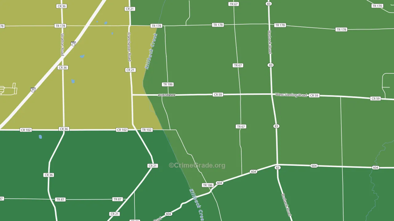Golden Corners, OH Map of Vehicle Theft Rates