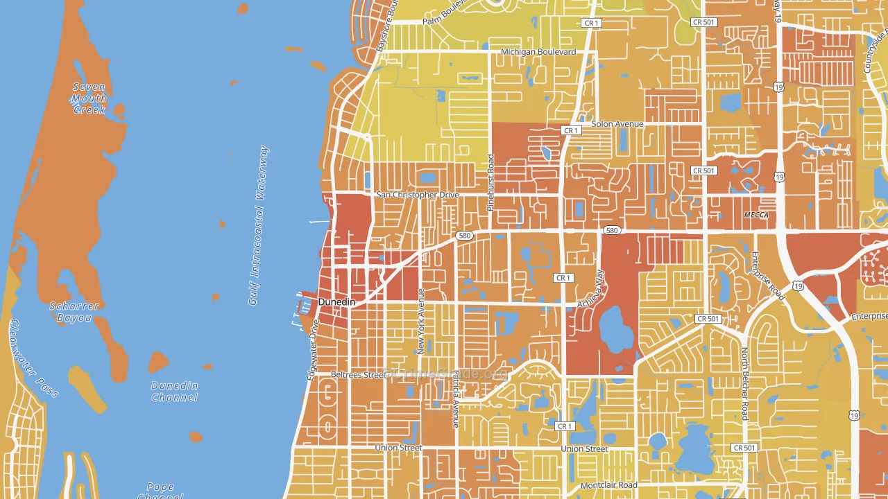 Golden Crest, Dunedin, FL Map of Vehicle Theft Rates