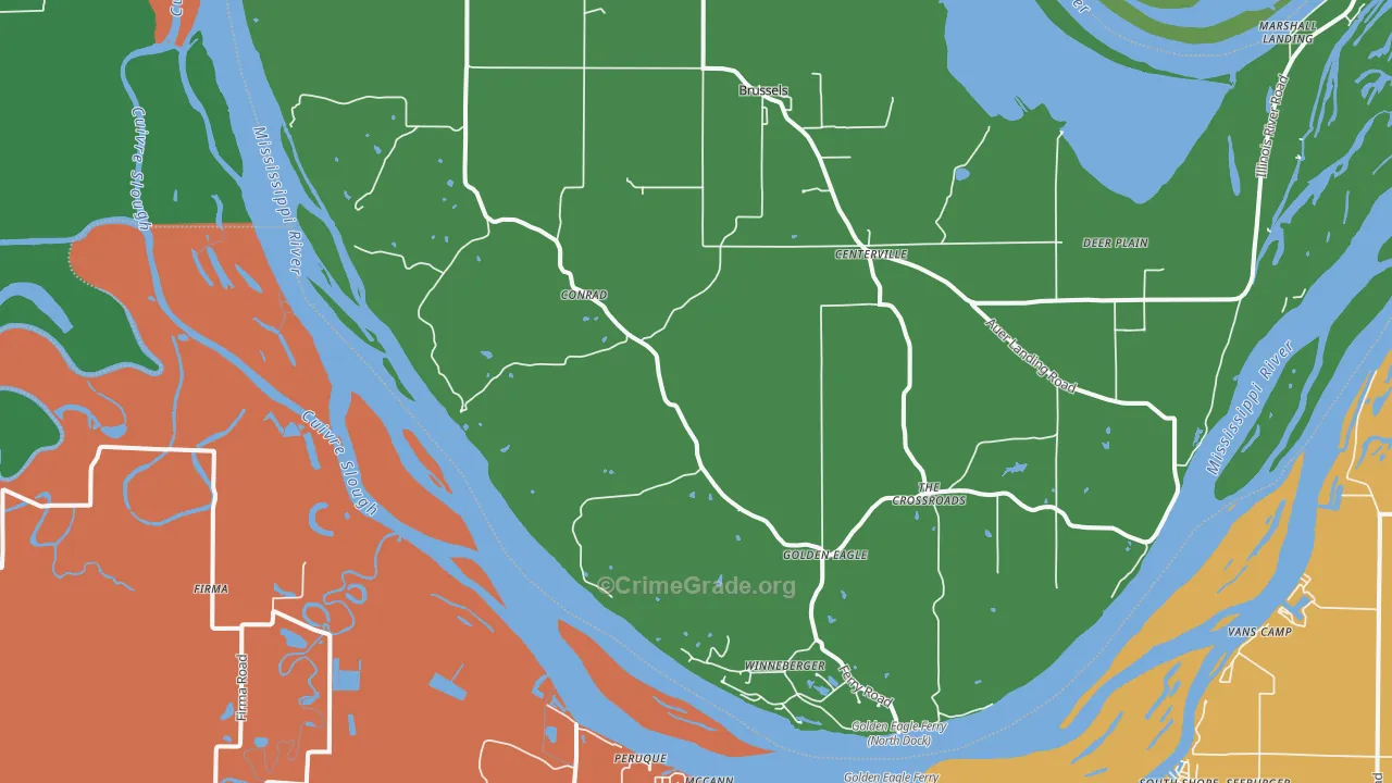 Golden Eagle, IL Map of Vehicle Theft Rates