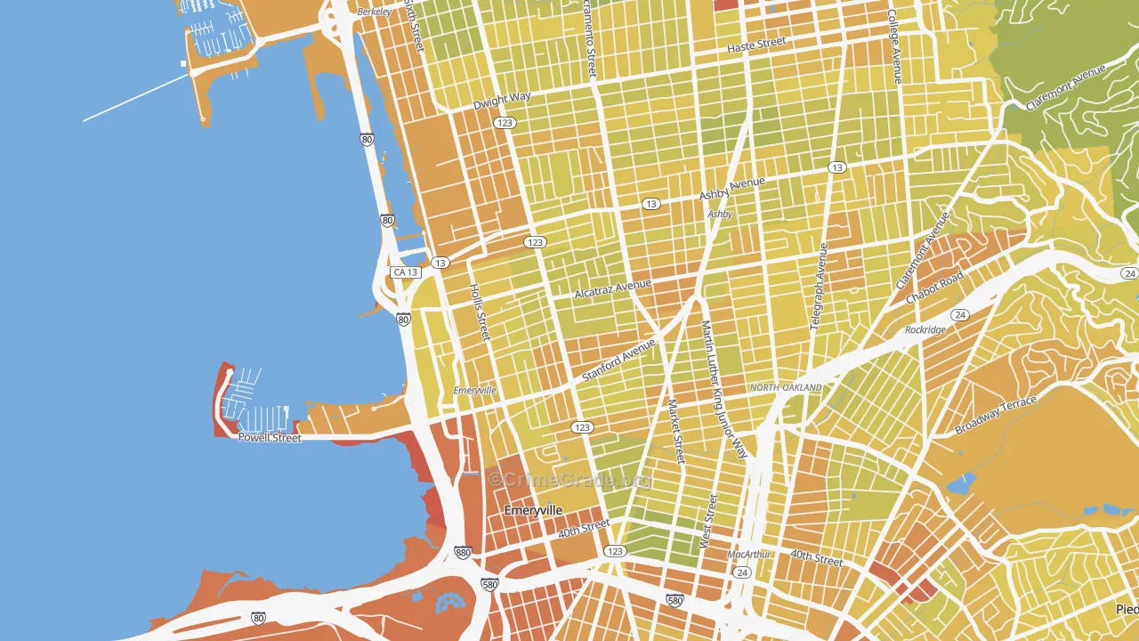 Golden Gate, Emeryville, CA Map of Vehicle Theft Rates