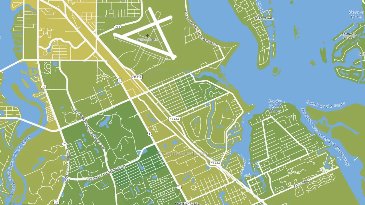 Golden Gate, Stuart, FL Map of Vehicle Theft Rates