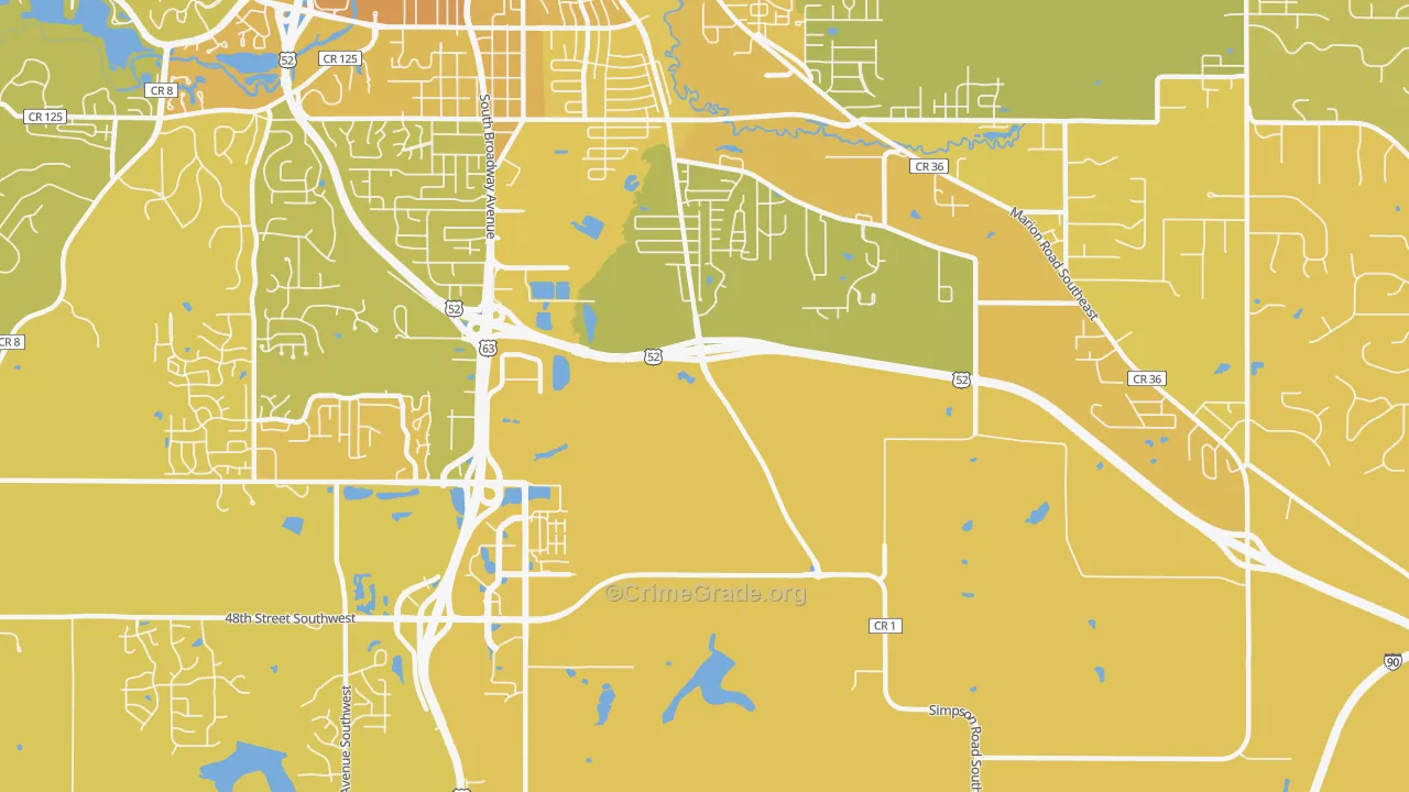 Golden Hill, MN Map of Vehicle Theft Rates
