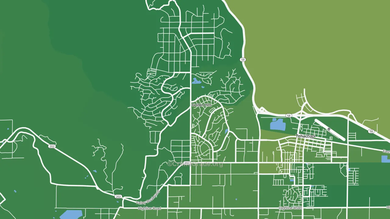 Golden Hills, CA Map of Vehicle Theft Rates