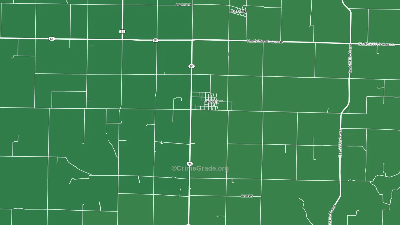 Golden, IL Map of Vehicle Theft Rates