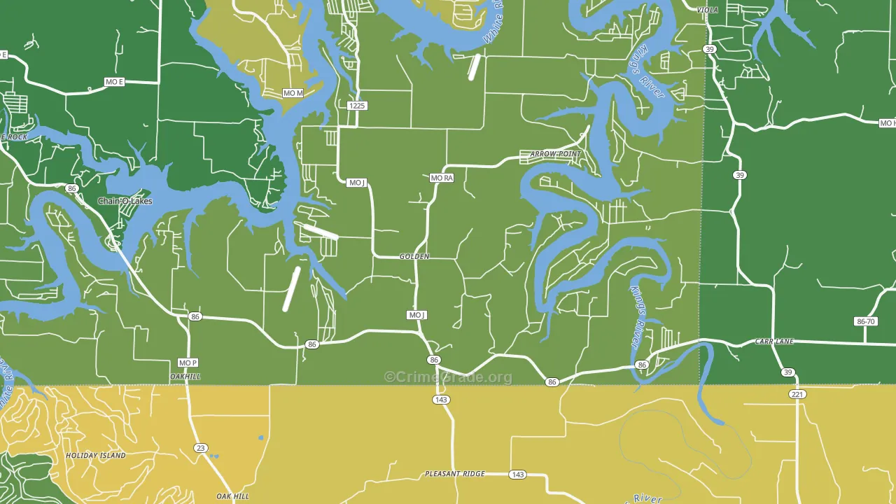 Golden, MO Map of Vehicle Theft Rates