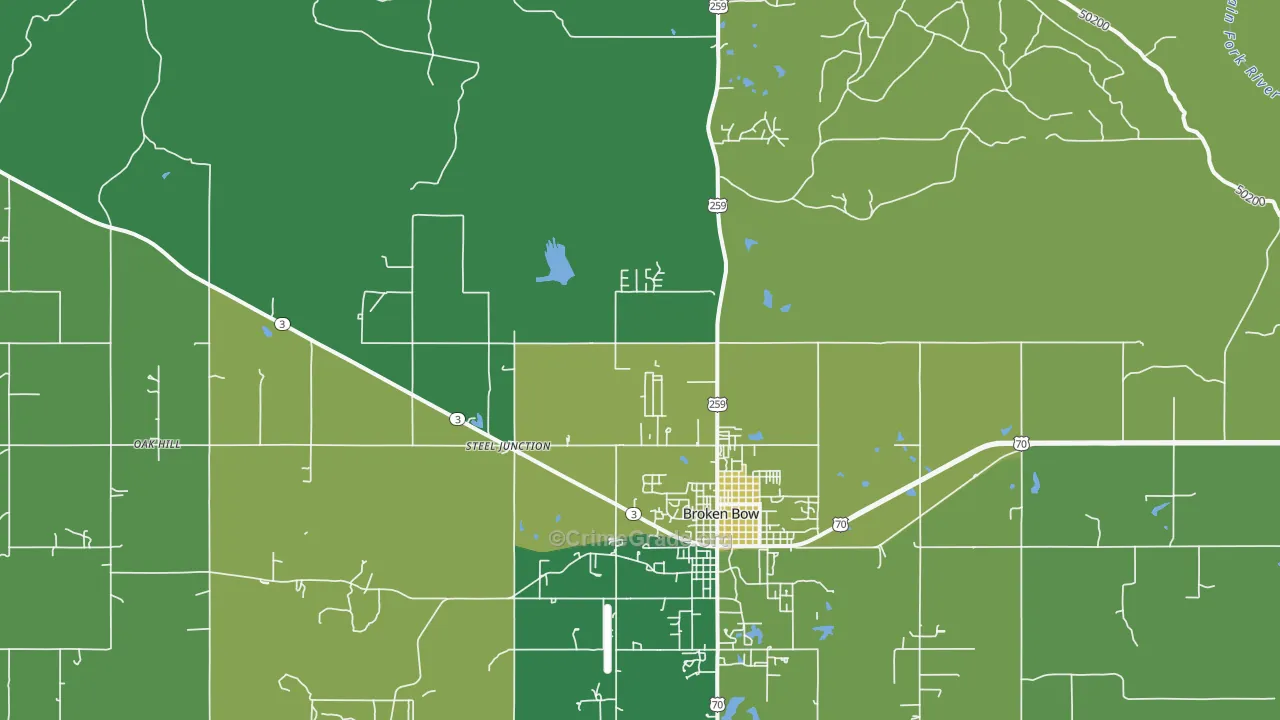 Golden, OK Map of Vehicle Theft Rates