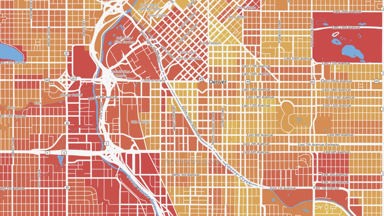 Golden Triangle, Denver, CO Map of Vehicle Theft Rates