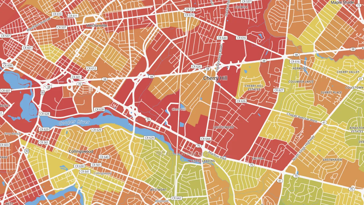 Golden Triangle, NJ Map of Vehicle Theft Rates