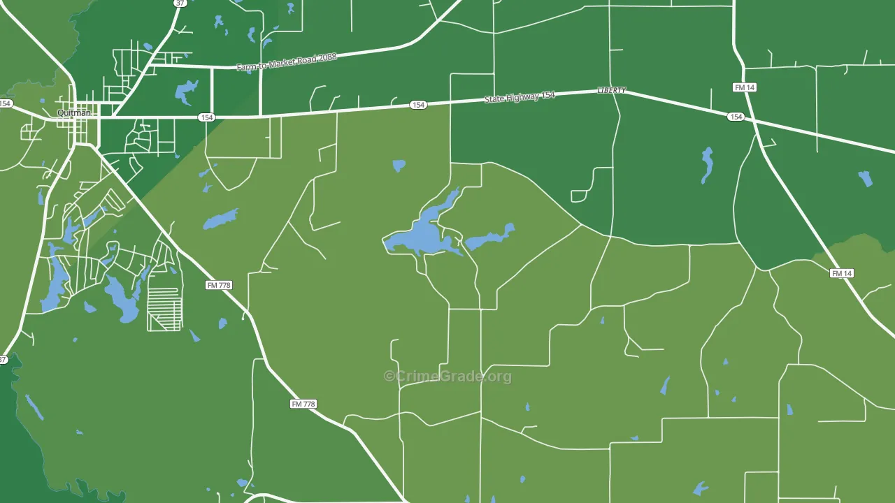Golden, TX Map of Vehicle Theft Rates