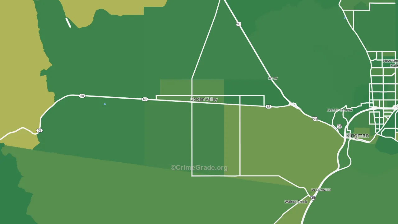 Golden Valley, AZ Map of Vehicle Theft Rates