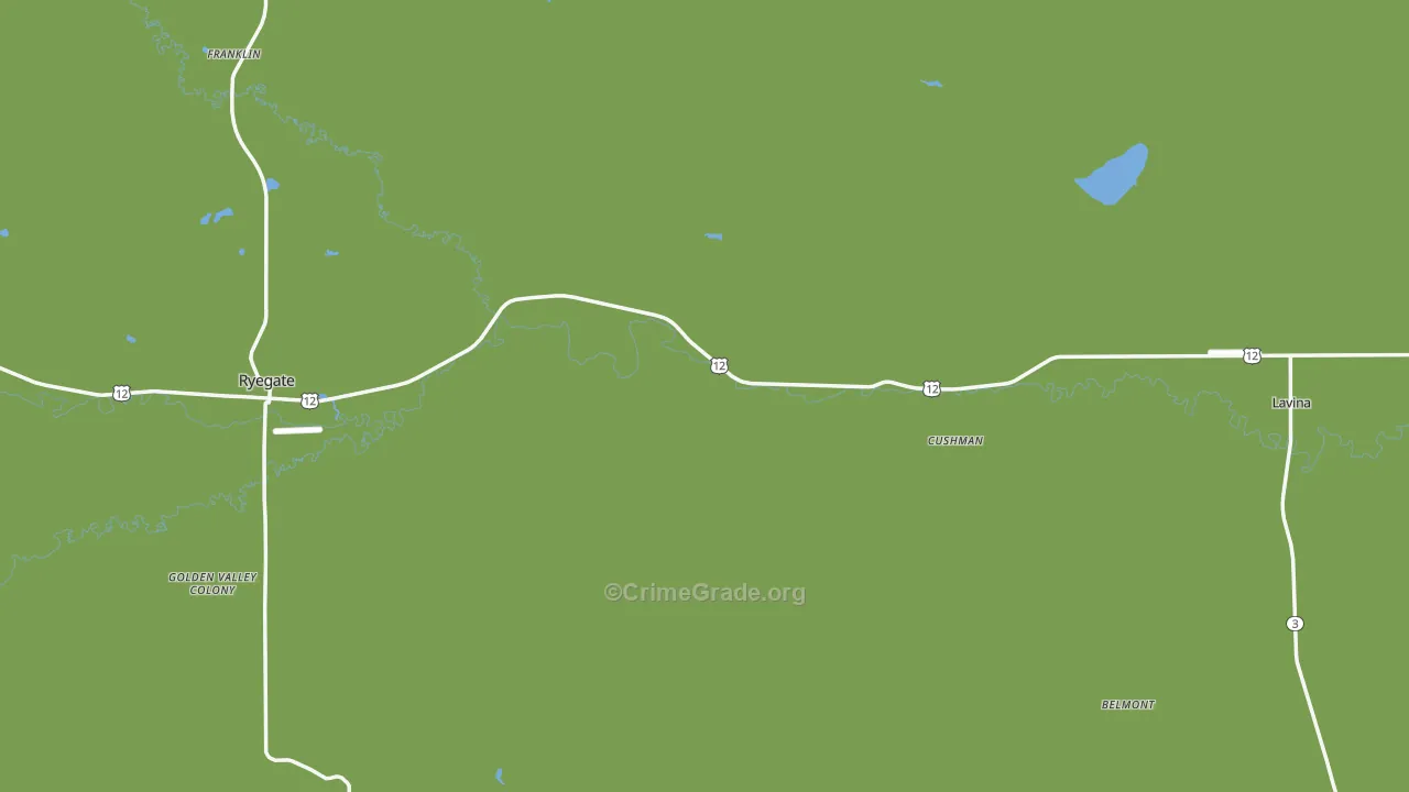 Golden Valley County, MT Map of Vehicle Theft Rates